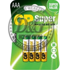 Алкална батерия GP SUPER LR03 AAA, 4 бр. в опаковка / блистер, 1.5V,GP-BA-24A21-SB4